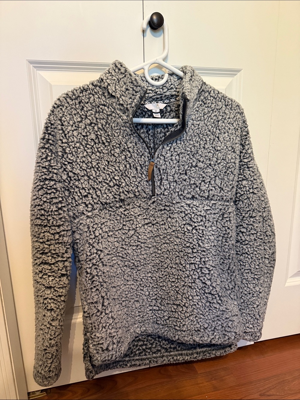 Women's Grey Sherpa Half-Zip Pullover Sweater